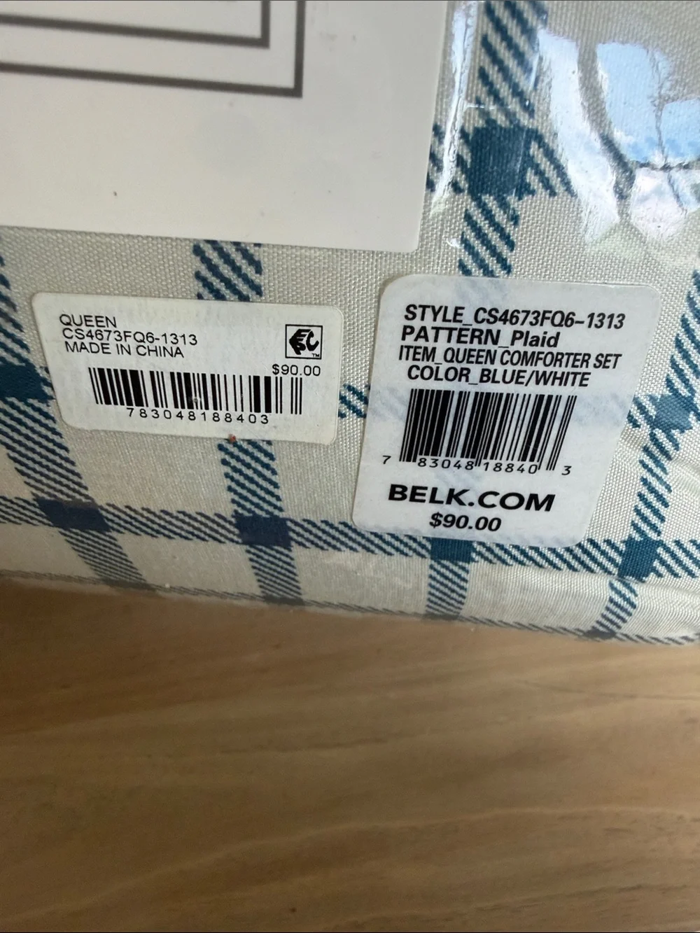 belk Blue and White Plaid Comforter Set